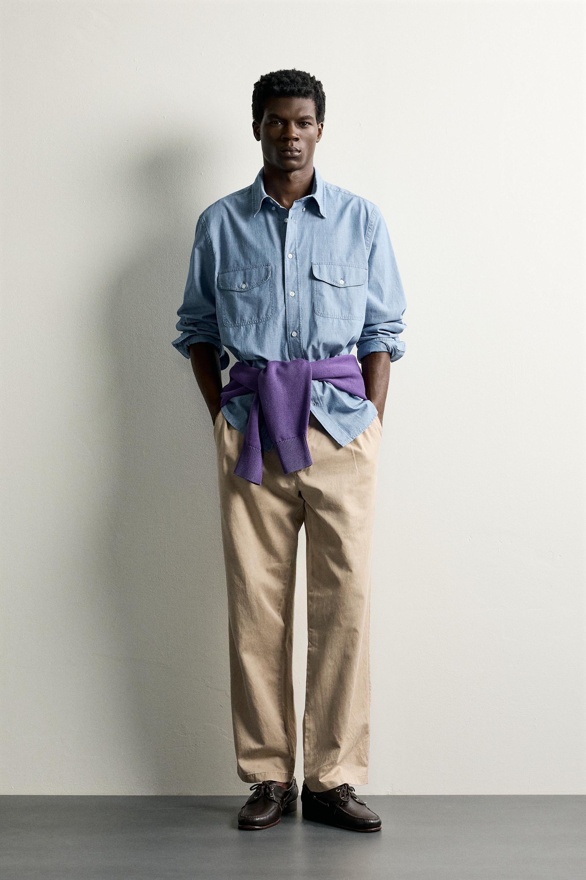 REGULAR FIT CHAMBRAY POCKET SHIRT